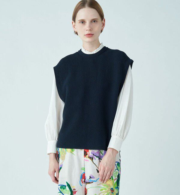 Ballsey「モスステッチ バックオープンベスト」|ニット・セーター|