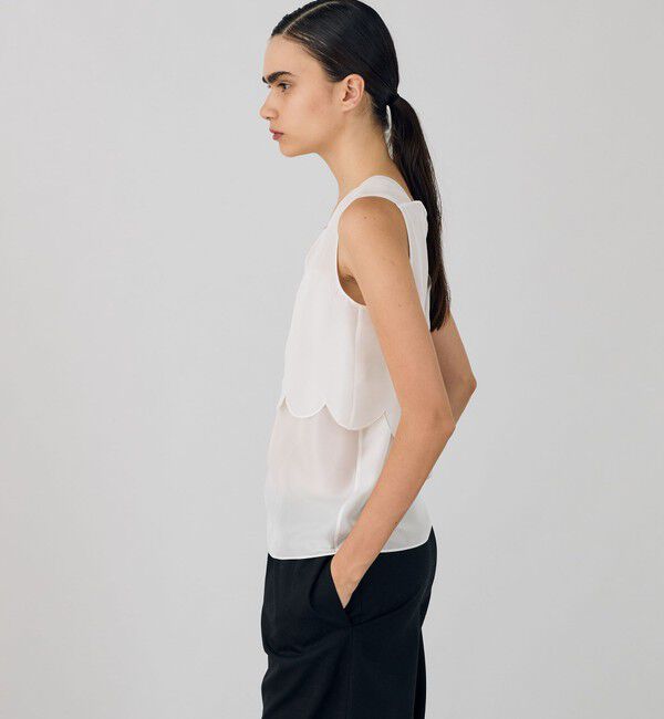 DES PRES「シルクハブタエ スカラップブラウス」|シャツ・ブラウス|