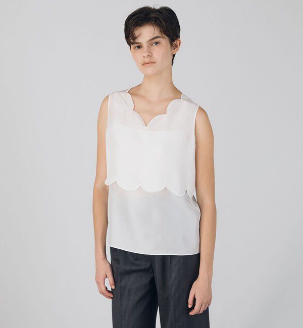 DES PRES「シルクハブタエ スカラップブラウス」|シャツ・ブラウス|