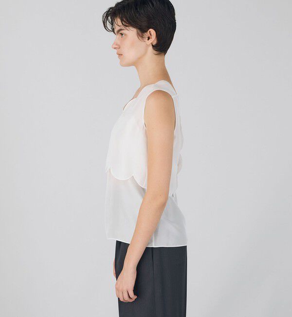 DES PRES「シルクハブタエ スカラップブラウス」|シャツ・ブラウス|