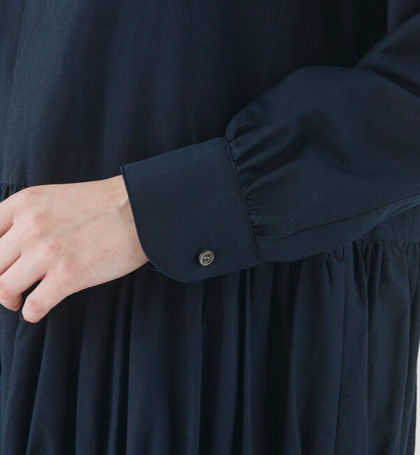 GALERIE VIE「コットンシルクパウダークロス ギャザーロングワンピース」|ワンピース|