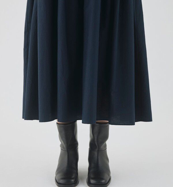 GALERIE VIE「コットンシルクパウダークロス ギャザーロングワンピース」|ワンピース|