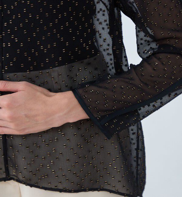 Ballsey「フォイルカットジャカード Vボートネックブラウス」|シャツ・ブラウス|