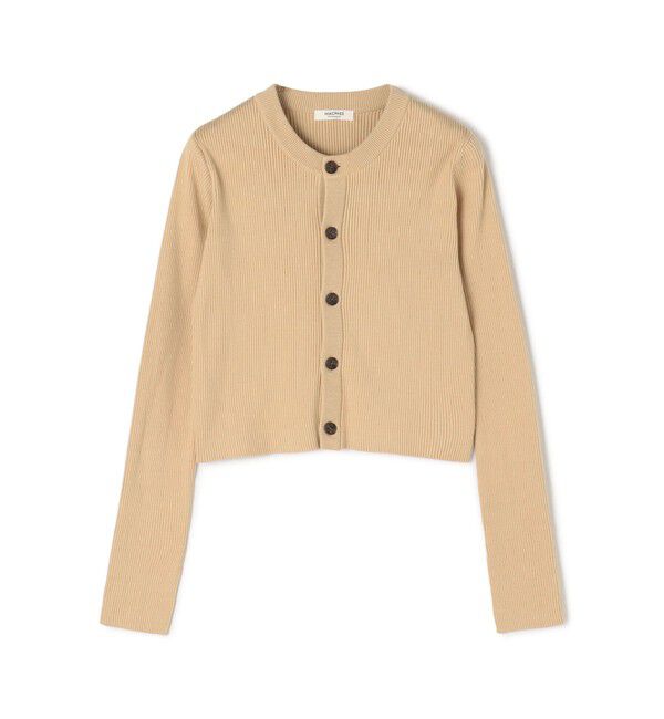 MACPHEE「コットンリブ クルーネックカーディガン」|カーディガン|43 ベージュ