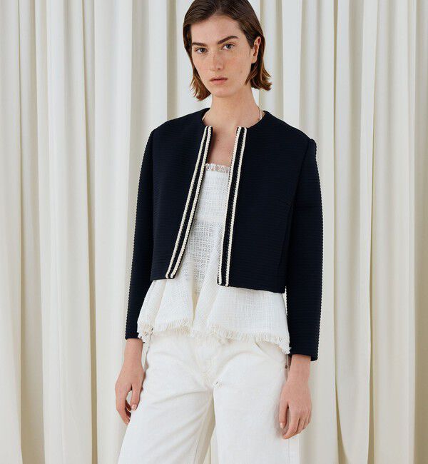 DES PRES「グロスグレンジャージー クルーネックジャケット」|ノーカラージャケット|