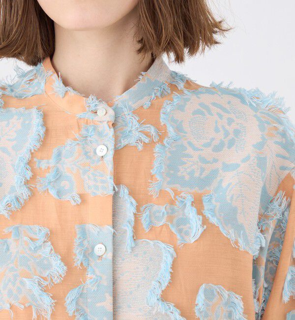 SOULEIADO「カットジャカード バンドカラーシャツワンピース」|ワンピース|