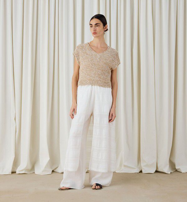 DES PRES「ピコットテープヤーン Vネックプルオーバー」|ニット・セーター|