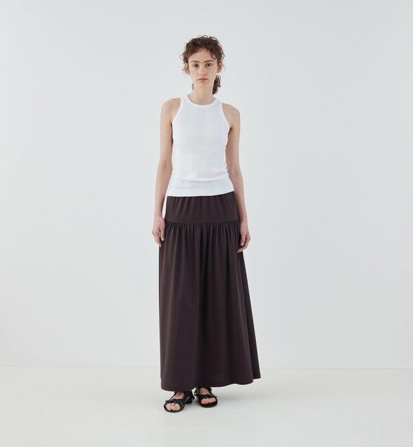 GALERIE VIE「ファインコットン ギャザーマキシスカート」|フレア|