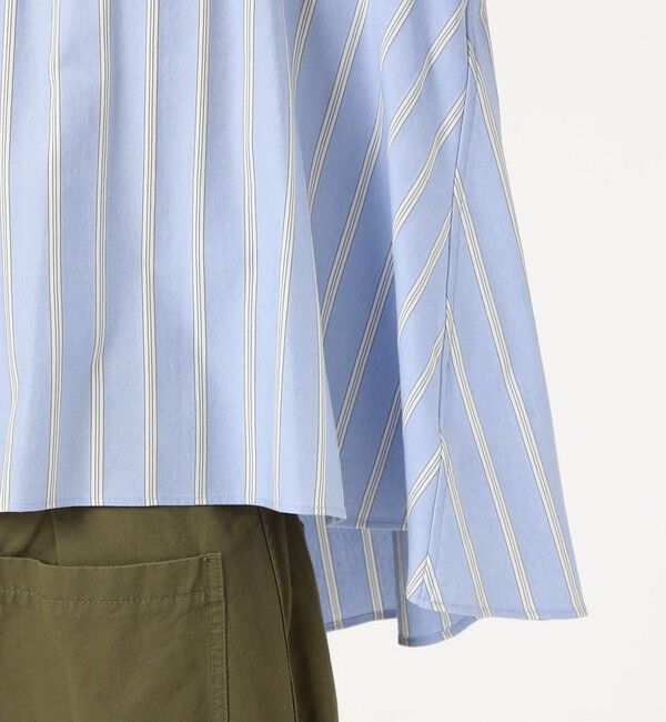 MACPHEE「ハイゲージストライプ ギャザーブラウス」|シャツ・ブラウス|