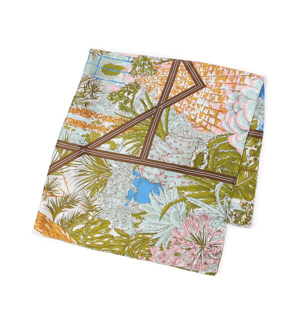 TOMORROWLAND GOODS「manipuri GARDEN シルクスカーフ」|バンダナ・スカーフ|52 ライトグリーン系