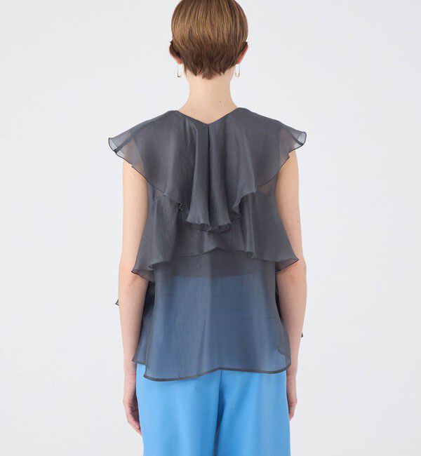 Ballsey「セルロースポリエステルオーガンジー フリルブラウス」|シャツ・ブラウス|