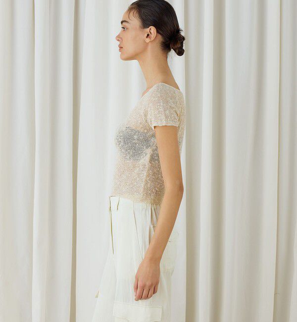 DES PRES「グリッターコットン ショートスリーブプルオーバー」|ニット・セーター|