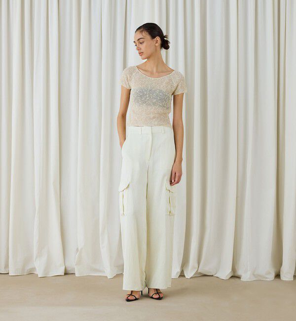 DES PRES「グリッターコットン ショートスリーブプルオーバー」|ニット・セーター|