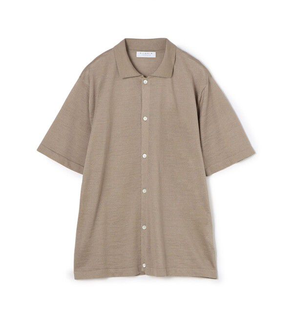 TOMORROWLAND MENS「ラミー ハーフスリーブ ニットシャツ」|ニット・セーター|43 ベージュ