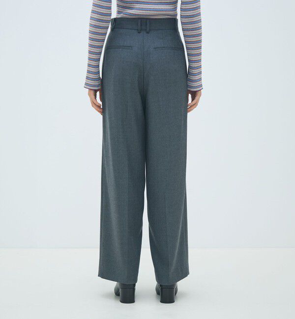 MACPHEE「ウールナチュラルストレッチ タックストレートパンツ」|スラックス|