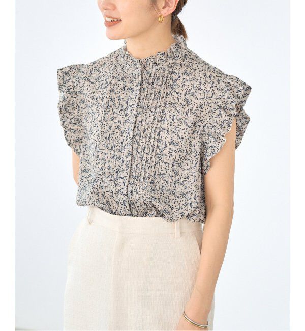 IENA「《WEB限定/追加》ミュゲットパターンピンタックフリルノースリーブ」|シャツ・ブラウス|