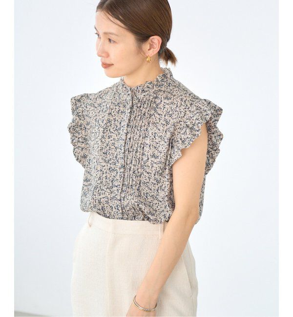 IENA「《WEB限定/追加》ミュゲットパターンピンタックフリルノースリーブ」|シャツ・ブラウス|
