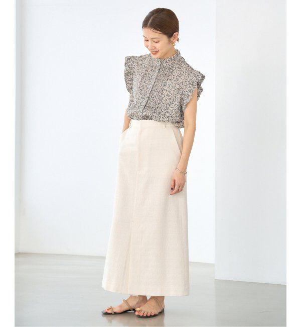 IENA「《WEB限定/追加》ミュゲットパターンピンタックフリルノースリーブ」|シャツ・ブラウス|