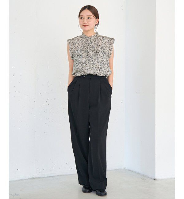 IENA「《WEB限定/追加》ミュゲットパターンピンタックフリルノースリーブ」|シャツ・ブラウス|