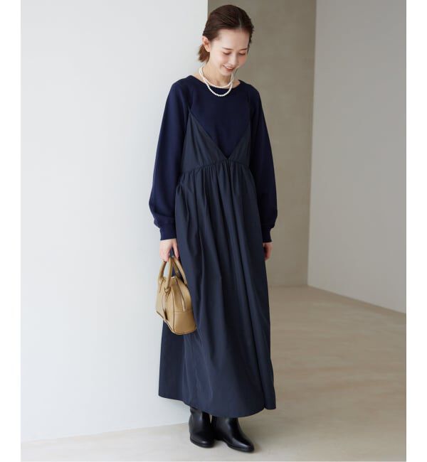 SLOBE IENA「《WEB限定/追加》タフタギャザーキャミワンピース」|ワンピース|