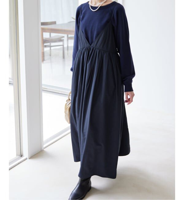 SLOBE IENA「《WEB限定/追加》タフタギャザーキャミワンピース」|ワンピース|