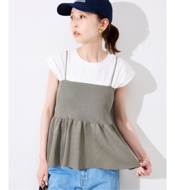 SLOBE IENA「《追加》ファンタジアパールラメニットビスチェ」|キャミソール|グレー