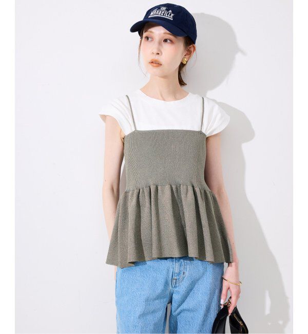 SLOBE IENA「《追加》ファンタジアパールラメニットビスチェ」|キャミソール|