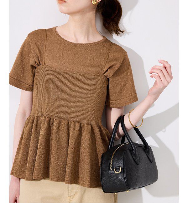 SLOBE IENA「《追加》ファンタジアパールラメニットビスチェ」|キャミソール|ブラウン