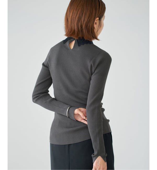 IENA「レース襟 RIBホールガーメントプルオーバー」|ニット・セーター|