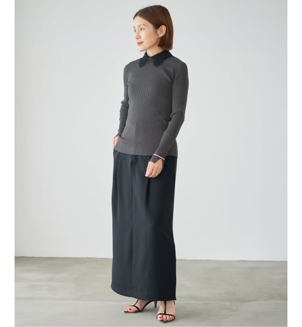 IENA「レース襟 RIBホールガーメントプルオーバー」|ニット・セーター|