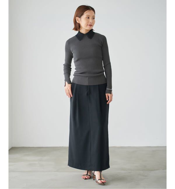 IENA「レース襟 RIBホールガーメントプルオーバー」|ニット・セーター|