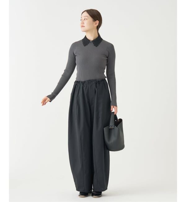 IENA「レース襟 RIBホールガーメントプルオーバー」|ニット・セーター|