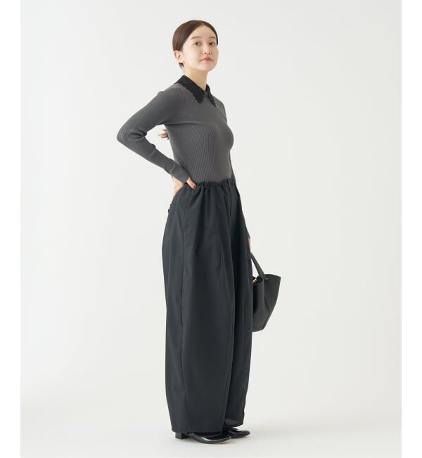 IENA「レース襟 RIBホールガーメントプルオーバー」|ニット・セーター|