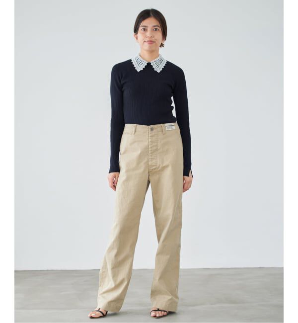 IENA「レース襟 RIBホールガーメントプルオーバー」|ニット・セーター|