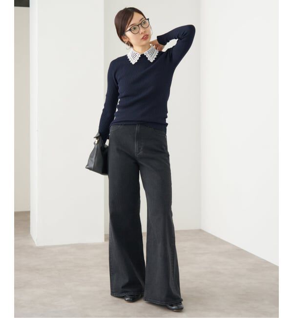 IENA「レース襟 RIBホールガーメントプルオーバー」|ニット・セーター|