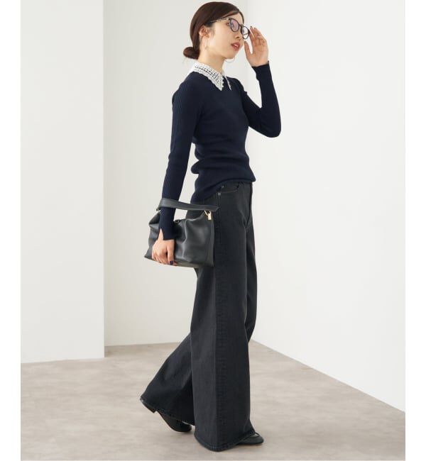 IENA「レース襟 RIBホールガーメントプルオーバー」|ニット・セーター|