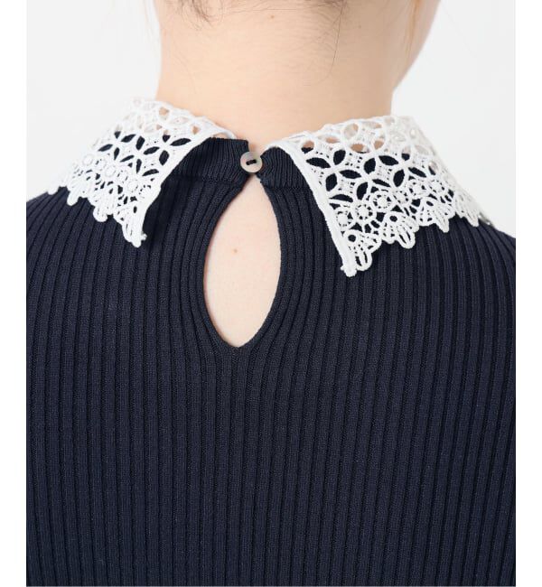 IENA「レース襟 RIBホールガーメントプルオーバー」|ニット・セーター|