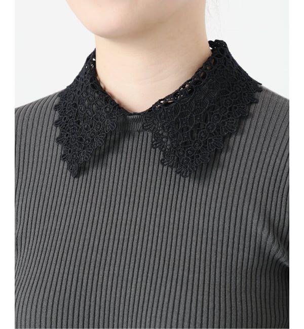 IENA「レース襟 RIBホールガーメントプルオーバー」|ニット・セーター|