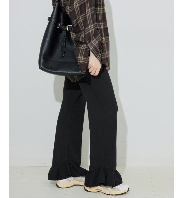 SLOBE IENA「ニットフリルパンツ」|その他|ブラック