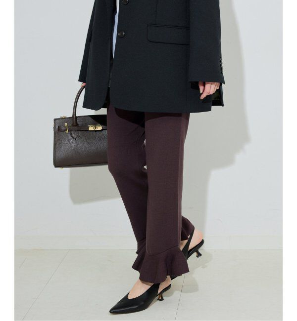 SLOBE IENA「ニットフリルパンツ」|その他|ブラウン