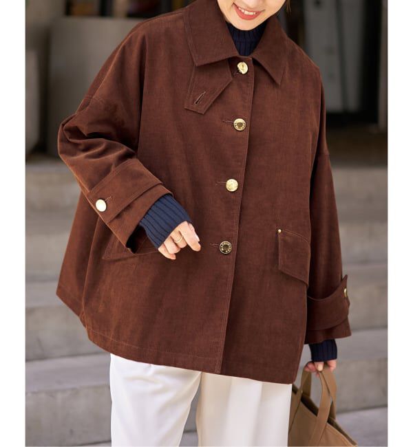 IENA「MACKINTOSH/マッキントッシュ 別注 HUMBIE JACKET コーデュロイ」|ステンカラーコート|ブラウン