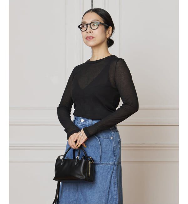 IENA LA BOUCLE「《追加》IENA LA BOUCLE 水撚りガスフライスクルーロングTシャツ」|Tシャツ・カットソー|ブラック