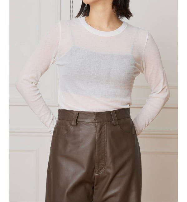 IENA LA BOUCLE「《追加》IENA LA BOUCLE 水撚りガスフライスクルーロングTシャツ」|Tシャツ・カットソー|ホワイト