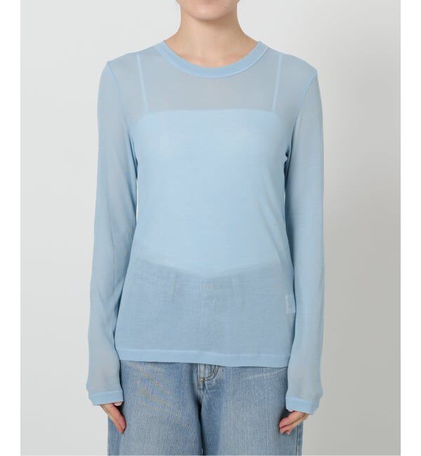 IENA LA BOUCLE「《追加》IENA LA BOUCLE 水撚りガスフライスクルーロングTシャツ」|Tシャツ・カットソー|サックスブルー
