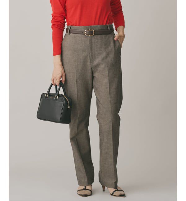 IENA「ツイードダブルクロスパンツ」|スラックス|ブラウン