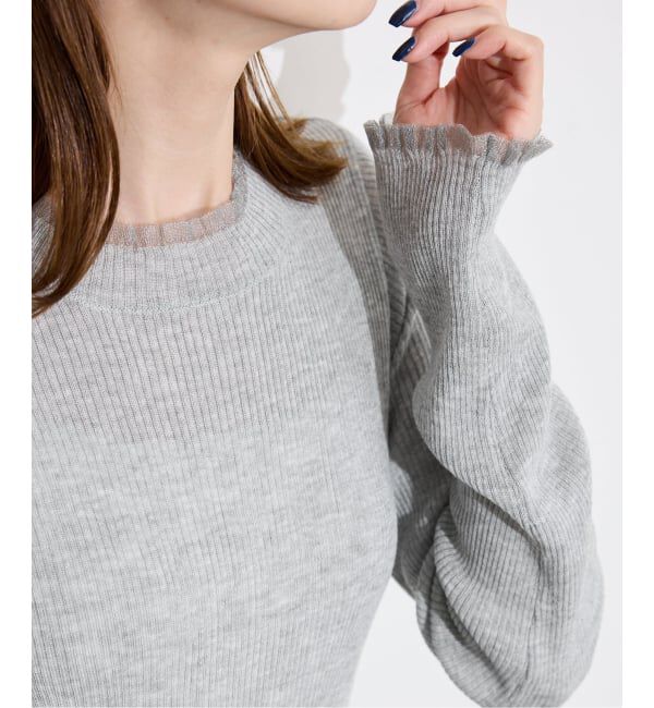 SLOBE IENA「《追加》シアーフリルリブニット」|ニット・セーター|