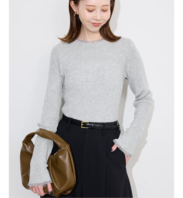 SLOBE IENA「《追加》シアーフリルリブニット」|ニット・セーター|