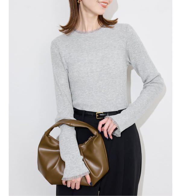 SLOBE IENA「《追加》シアーフリルリブニット」|ニット・セーター|