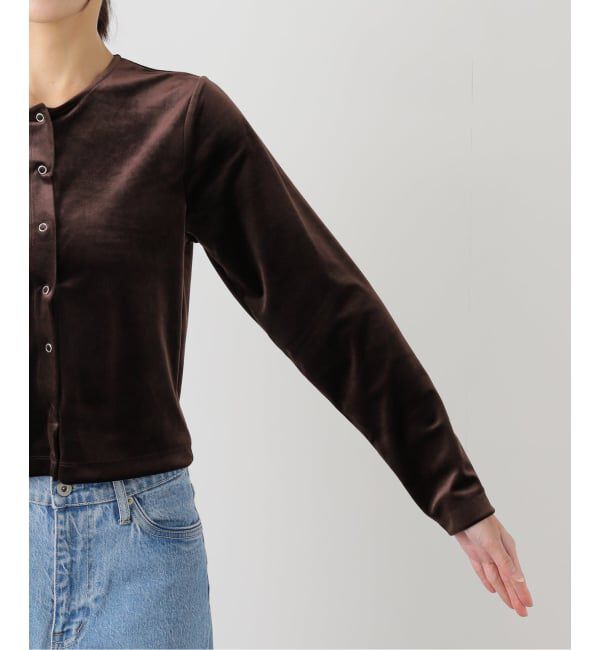 SLOBE IENA「ベロアスナップカーディガン」|カーディガン|