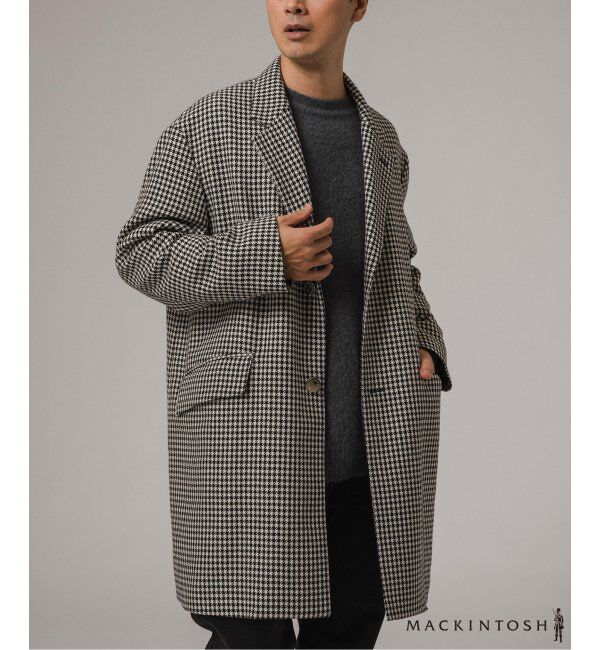 EDIFICE「MACKINTOSH(マッキントッシュ) 別注 HUMBIE/ハンビー CHESTERGTS SL SHORT チェック」|チェスターコート|ブラック